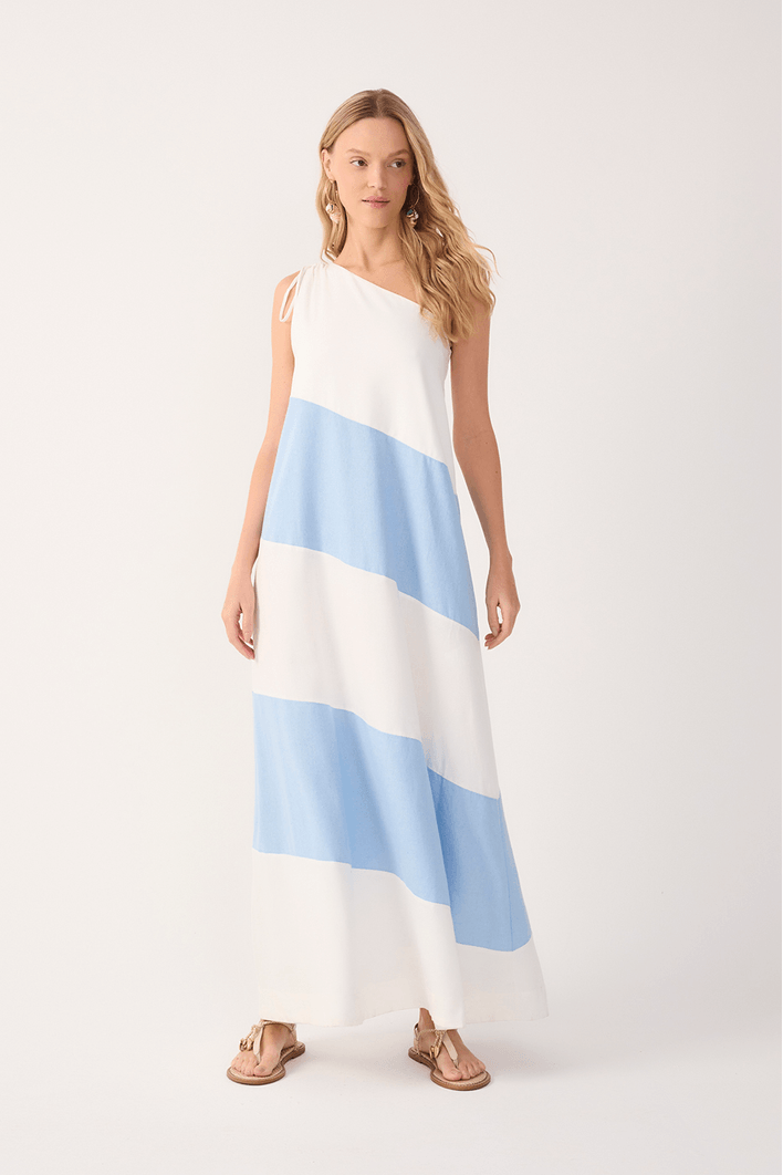 Vestido Longo Linho Recortes