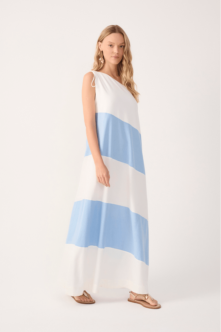 Vestido Longo Linho Recortes