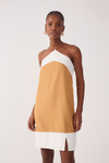 Vestido Curto Linho Bicolor