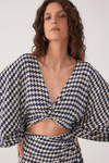 Vestido Cropped Estampa Escama Azul