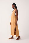Vestido Cropped Linho Fenda Lateral