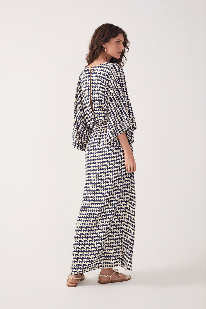 Vestido Cropped Estampa Escama Azul