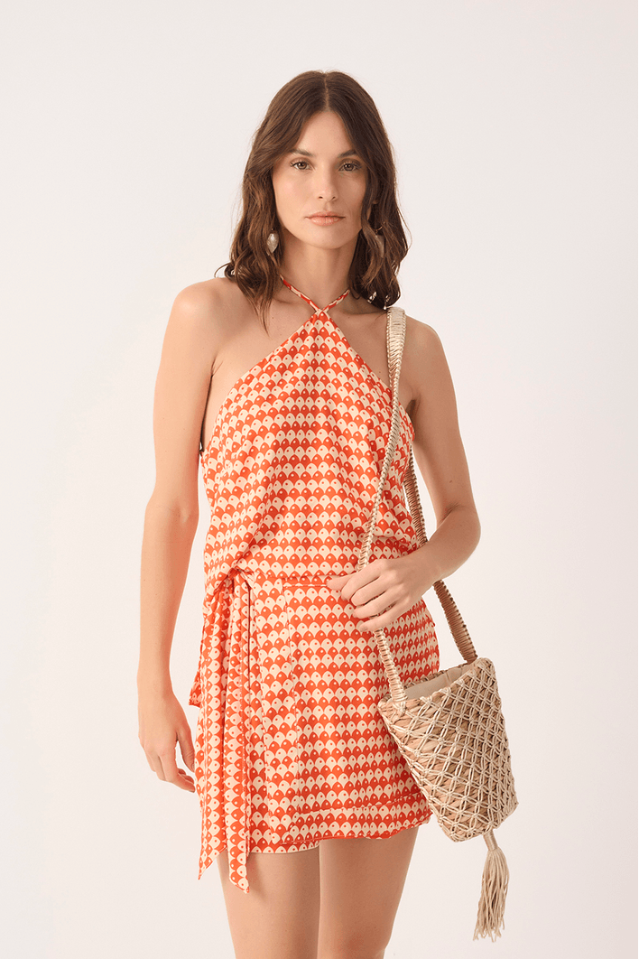 Blusa Estampa Escama Vermelha