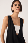 Vestido Cropped Linho Fenda Lateral