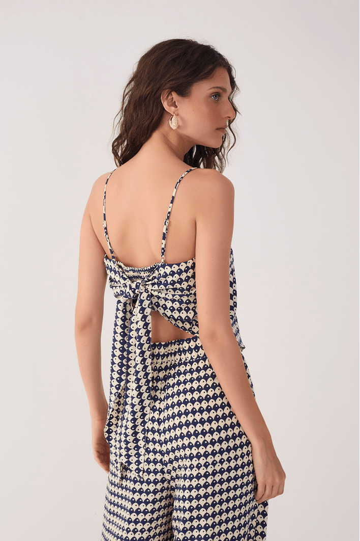 Blusa Lenço Estampa Escama Azul