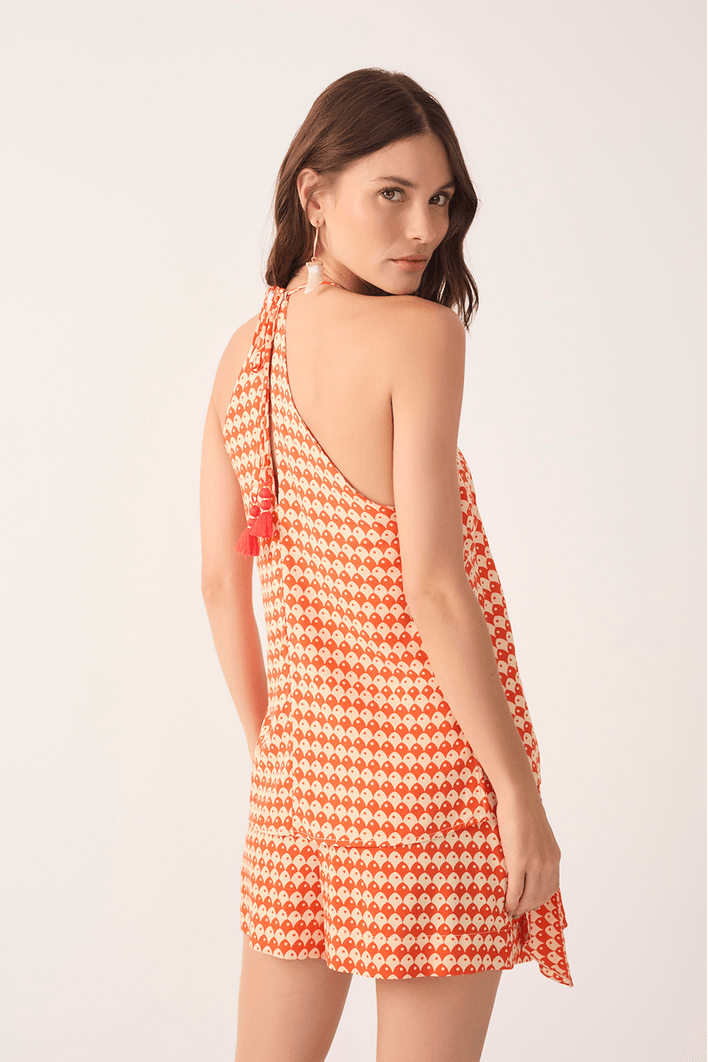 Blusa Estampa Escama Vermelha