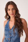 Blusa Colete Jeans Frente Unica