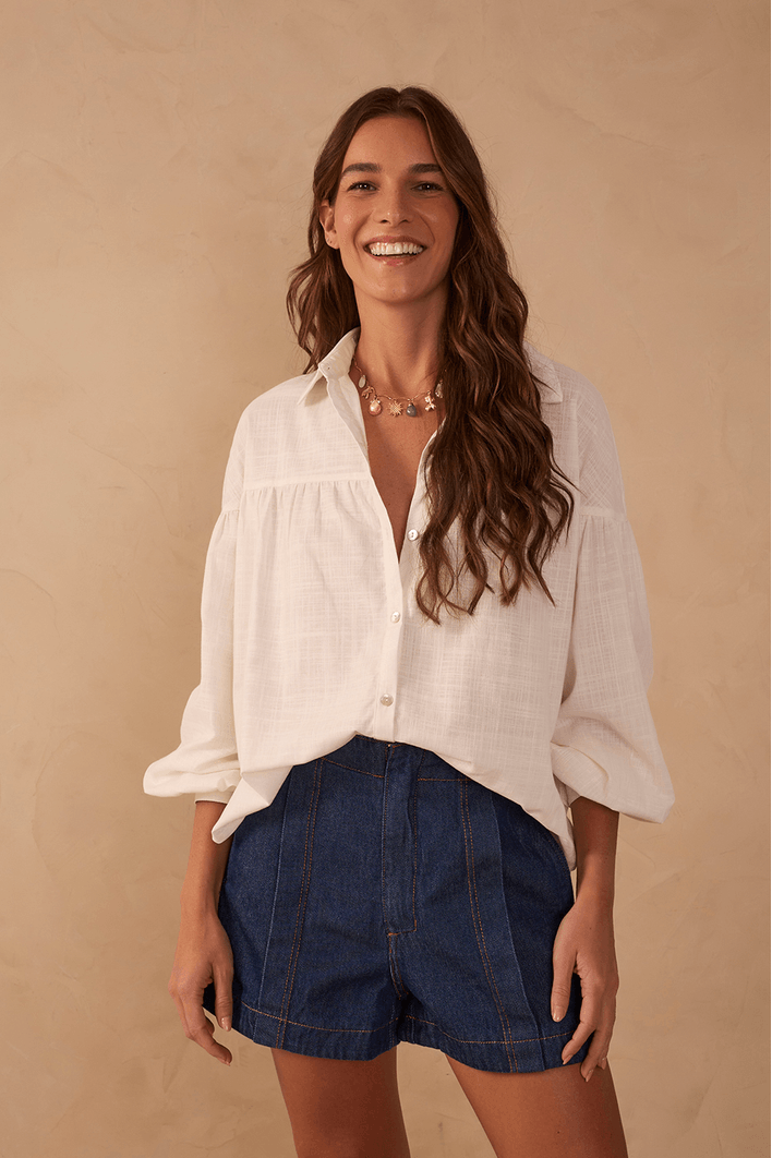 Camisa Algodão Ombro Deslocado
