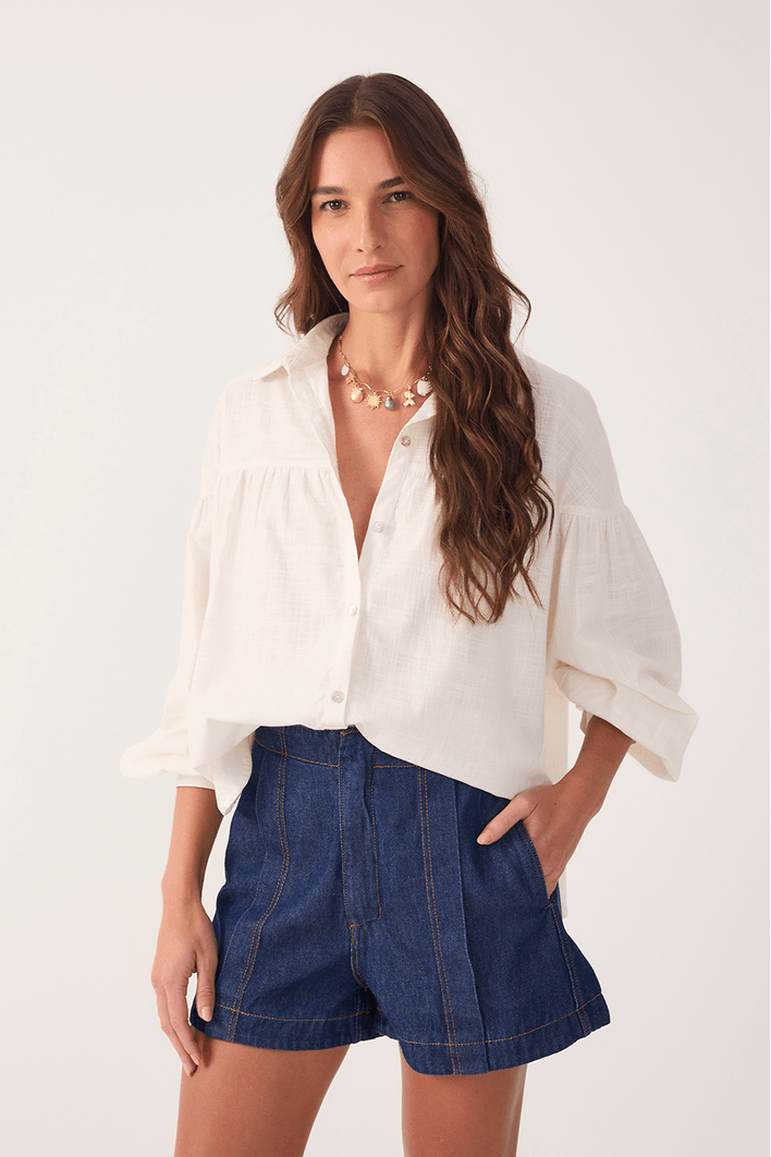 Camisa Algodão Ombro Deslocado
