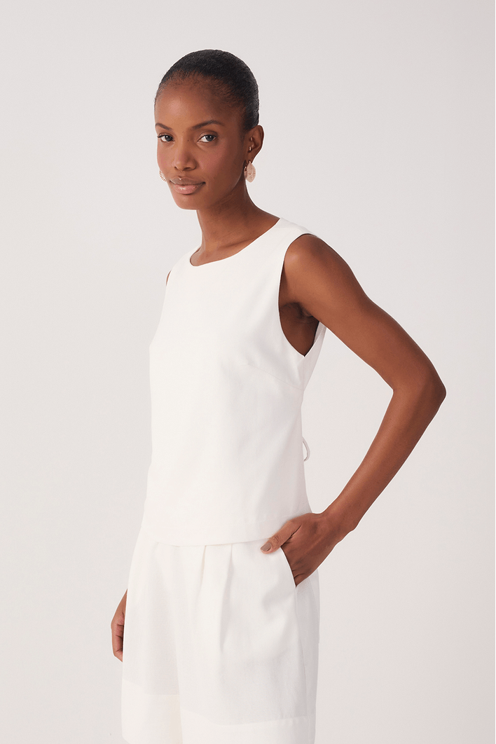 Blusa Linho Retinha Amarração