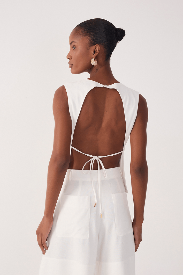 Blusa Linho Retinha Amarração