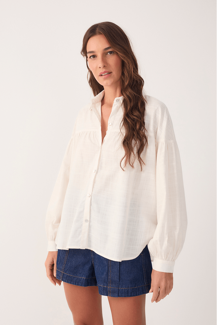 Camisa Algodão Ombro Deslocado