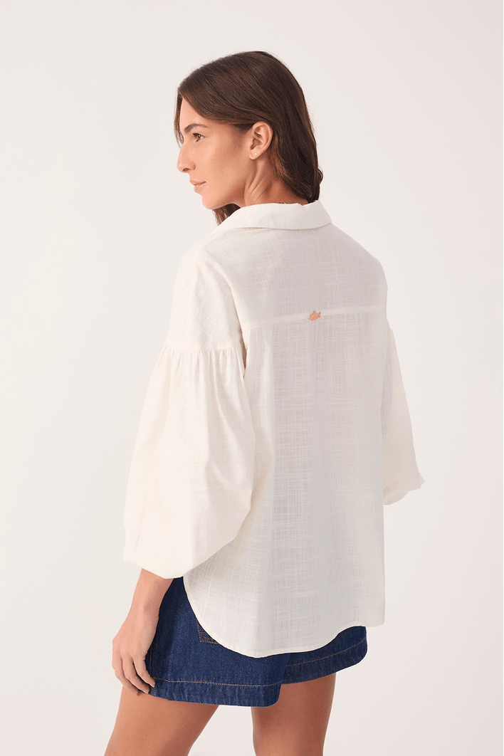 Camisa Algodão Ombro Deslocado