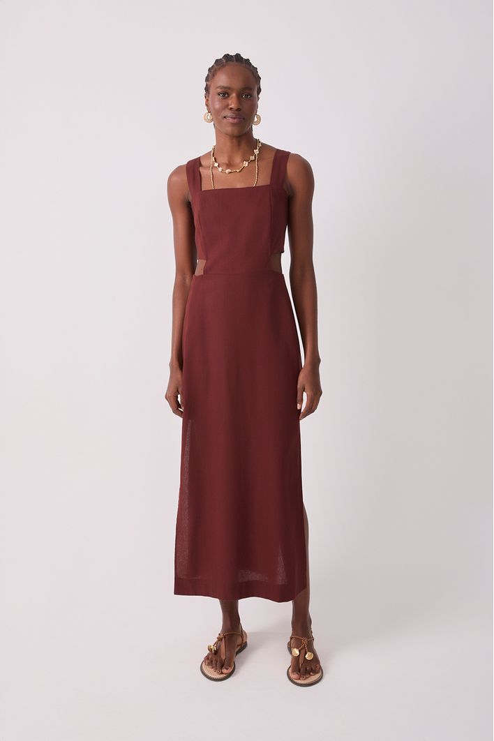 Vestido Cropped Linho Lateral