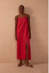 Vestido Cropped Linho Fenda