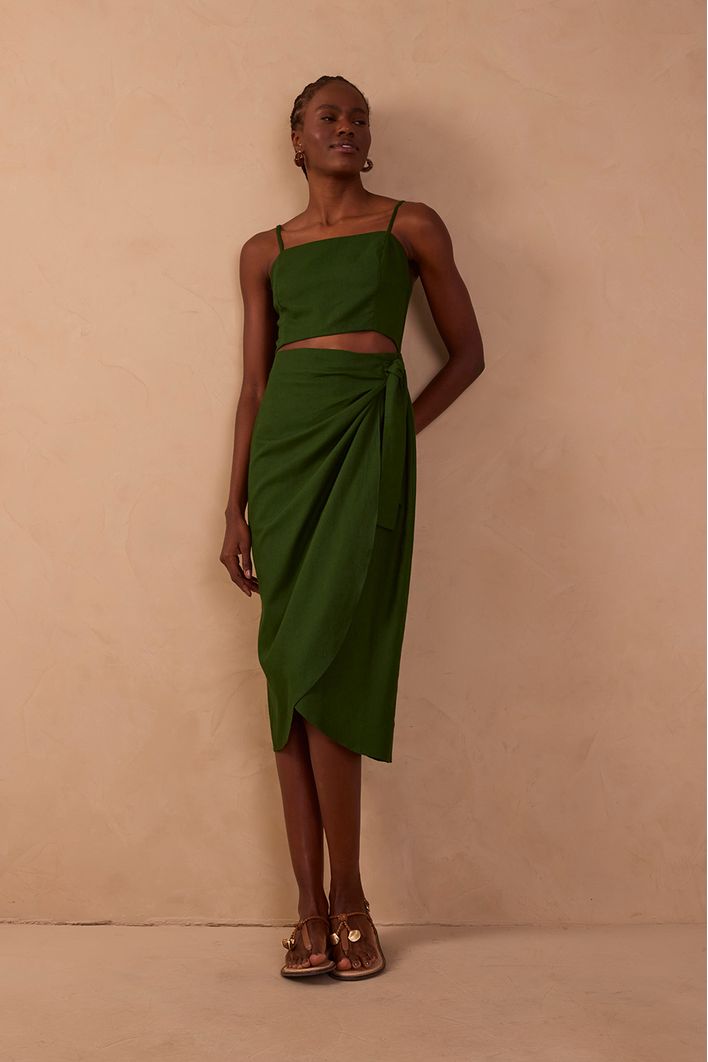 Vestido Midi Linho Envelope