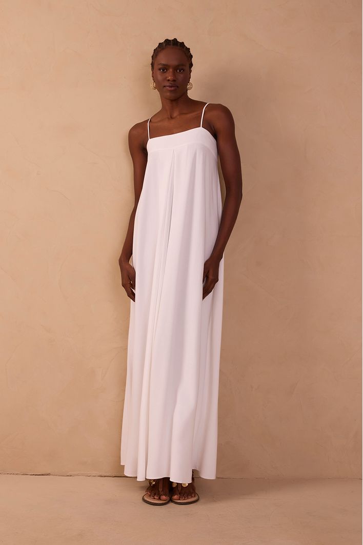 Vestido Longo Decote Reto