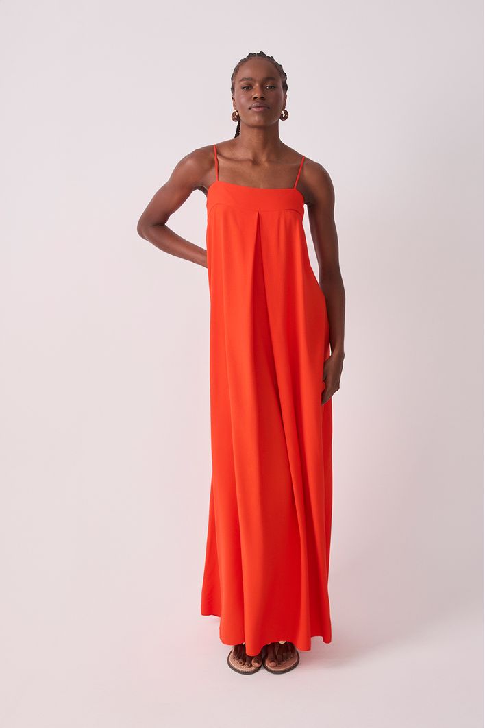 Vestido Longo Decote Reto