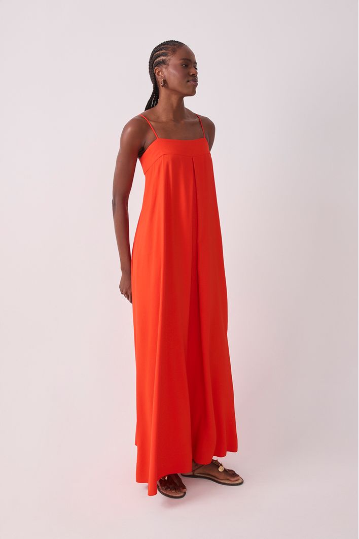Vestido Longo Decote Reto