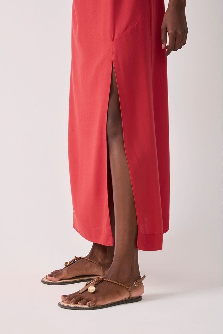 Vestido Cropped Linho Fenda
