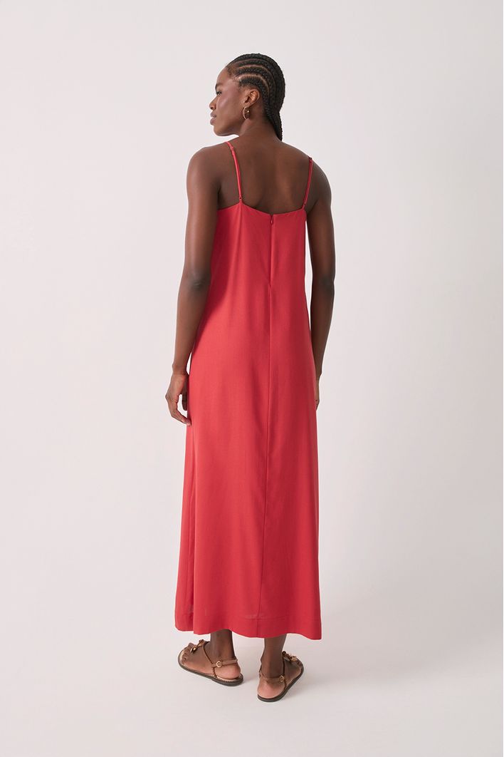 Vestido Cropped Linho Fenda