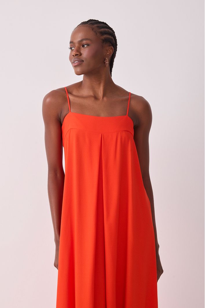 Vestido Longo Decote Reto