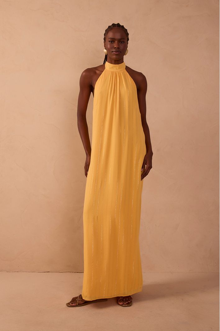 Vestido Cropped Lurex Frente Única