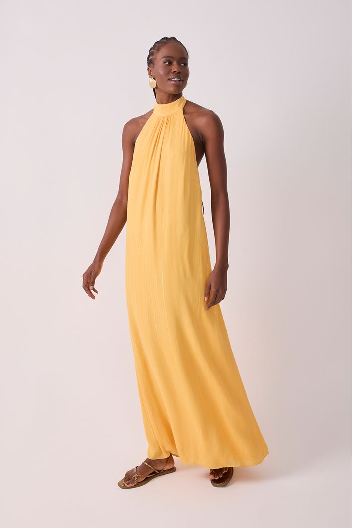 Vestido Cropped Lurex Frente Única