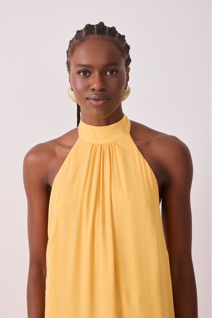 Vestido Cropped Lurex Frente Única