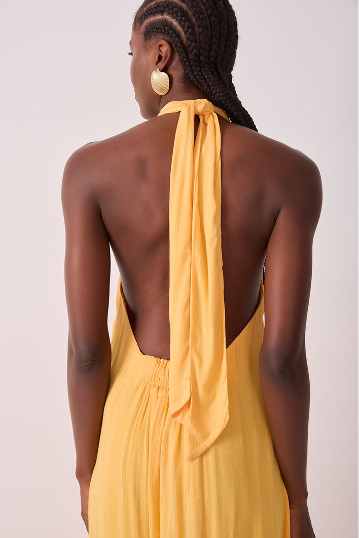 Vestido Cropped Lurex Frente Única