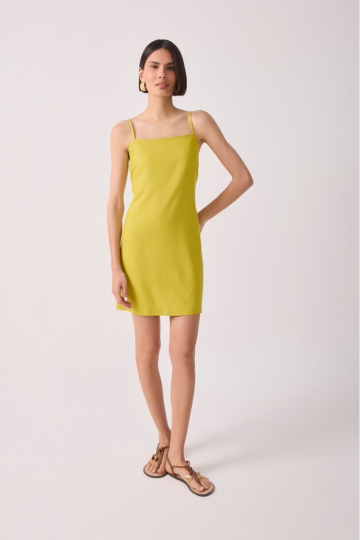 Vestido Curto Linho Reto