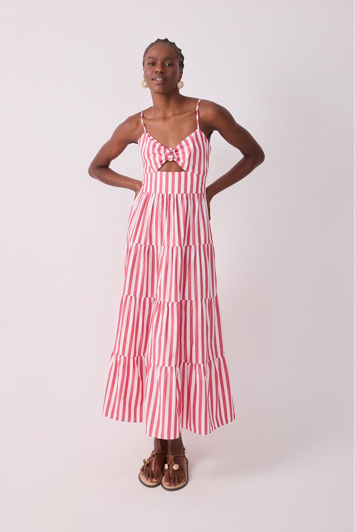 Vestido Midi Marias Listrado