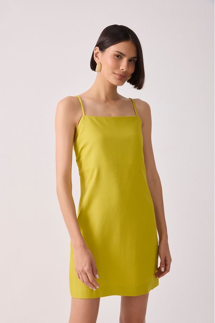 Vestido Curto Linho Reto