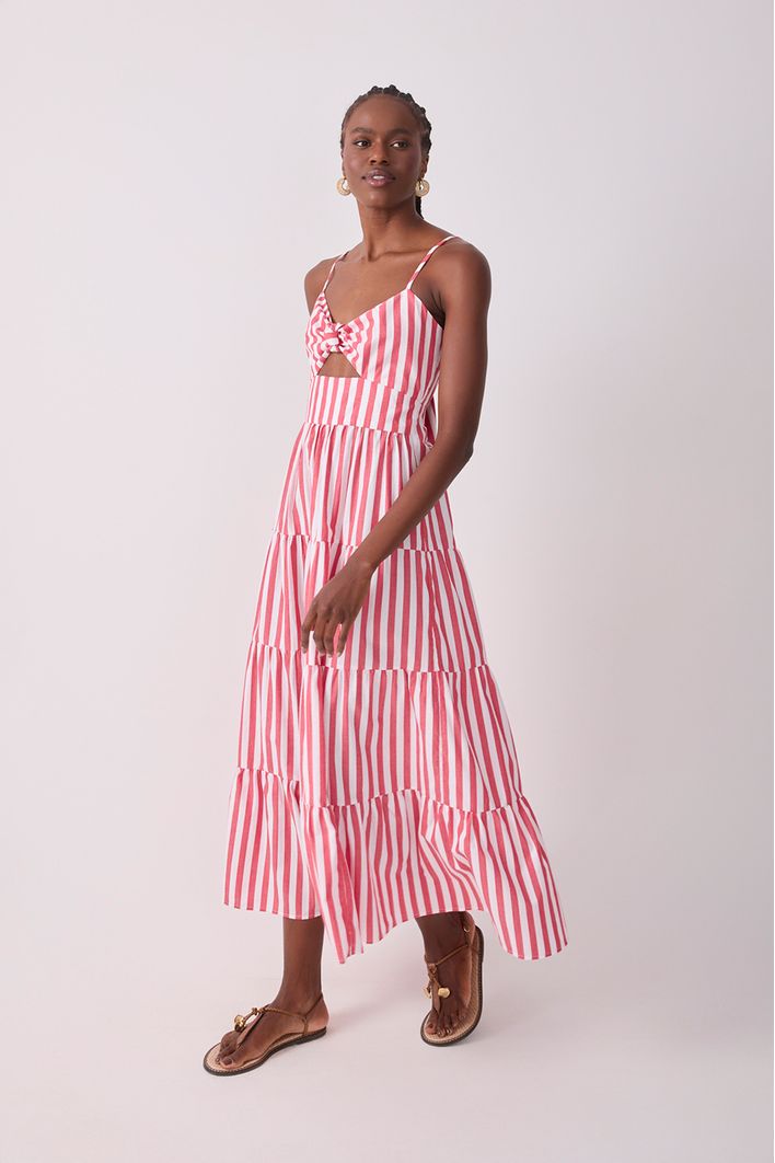 Vestido Midi Marias Listrado