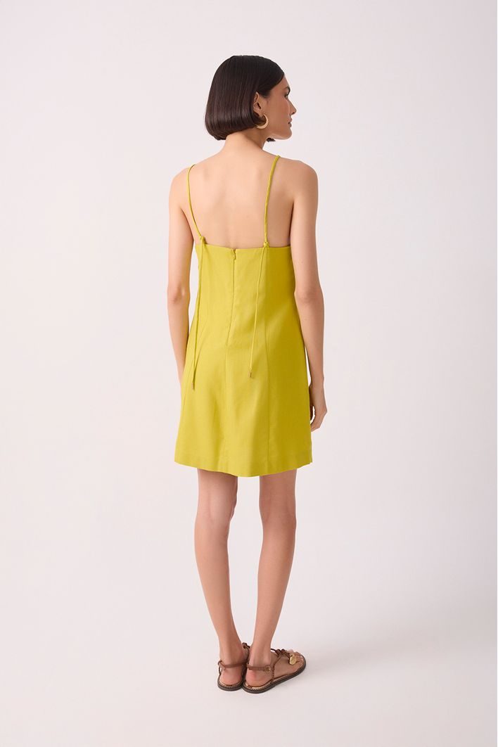 Vestido Curto Linho Reto