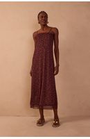 Vestido Tule Estampa Quintal Roxa
