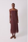 Vestido Tule Estampa Quintal Roxa