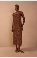 Vestido Tule Estampa Quintal Laranja