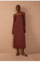 Vestido Tule Estampa Quintal Rosa