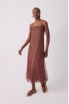 Vestido Tule Estampa Quintal Rosa