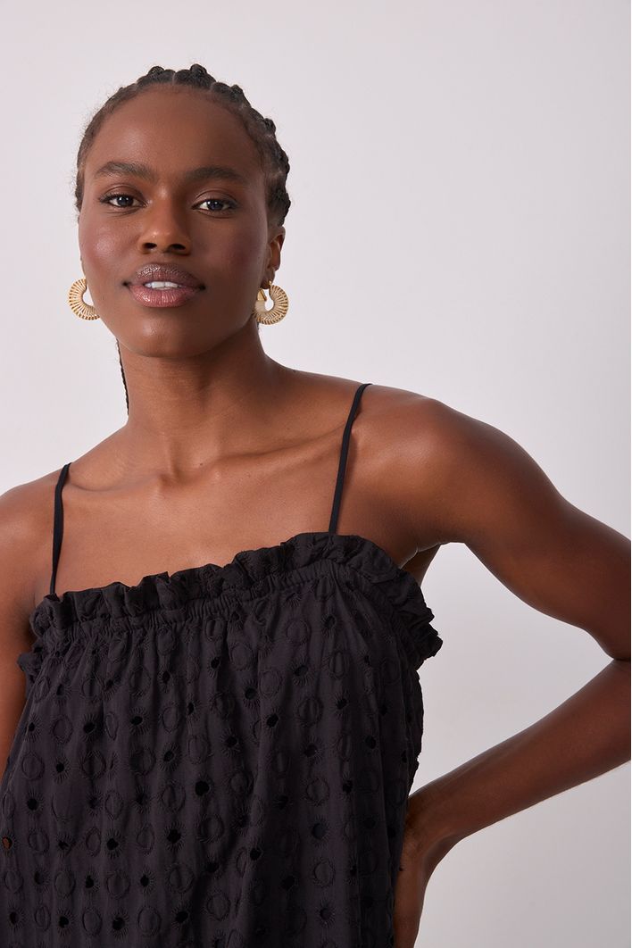 Vestido Cropped Laise Decote Reto