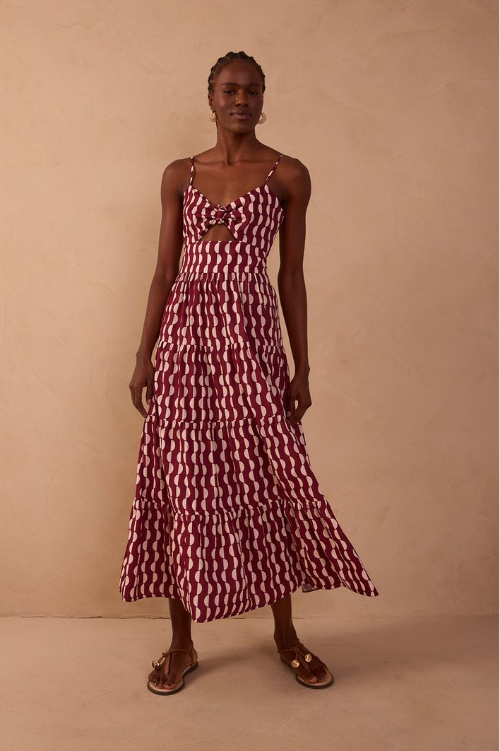 Vestido Midi Marias Estampa Copa