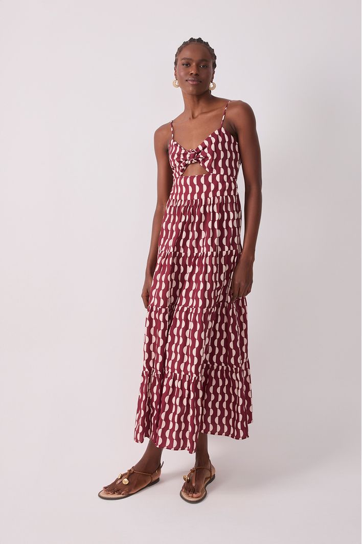 Vestido Midi Marias Estampa Copa