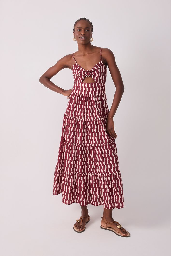 Vestido Midi Marias Estampa Copa