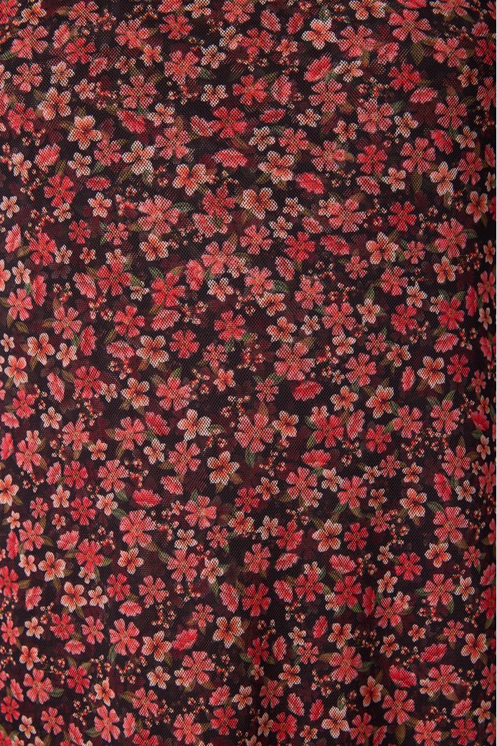 Vestido Tule Estampa Quintal Rosa