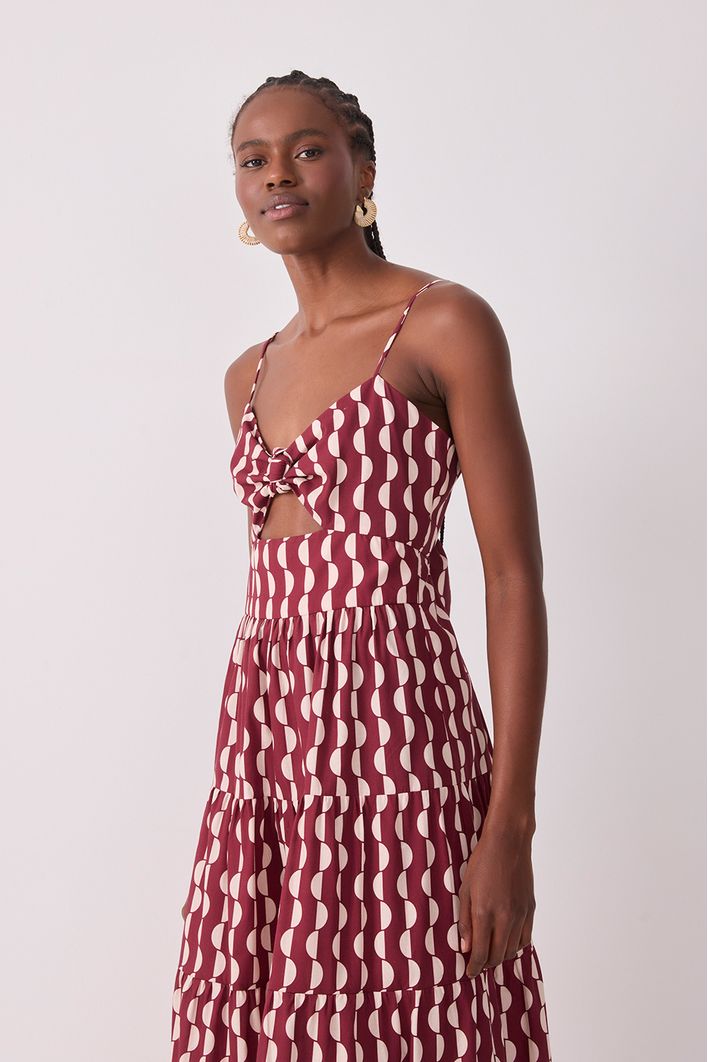 Vestido Midi Marias Estampa Copa