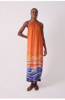 Vestido Longo Lurex Estampa Maré Alta