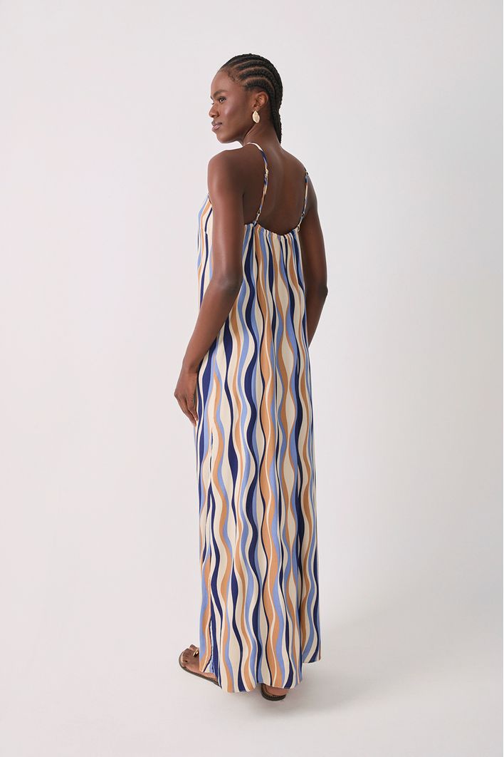 Vestido Longo Crepe Estampa Carioca