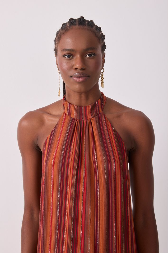 Vestido Cropped Lurex Estampa Refúgio