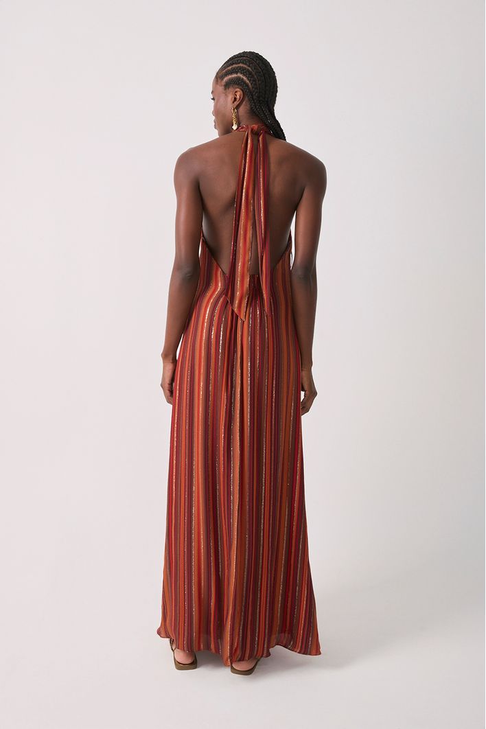 Vestido Cropped Lurex Estampa Refúgio